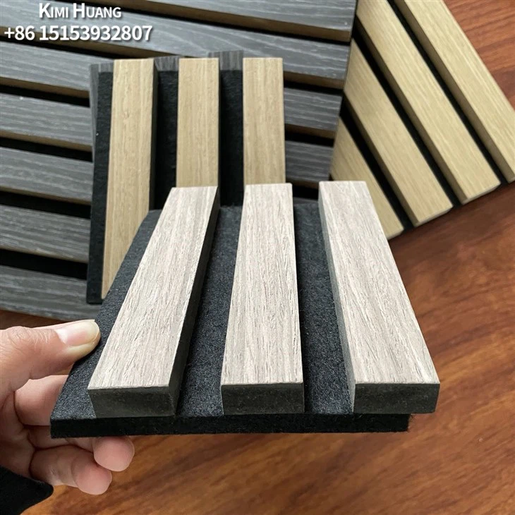 Acoustic MDF Slatted Wall Panelings Home Interior